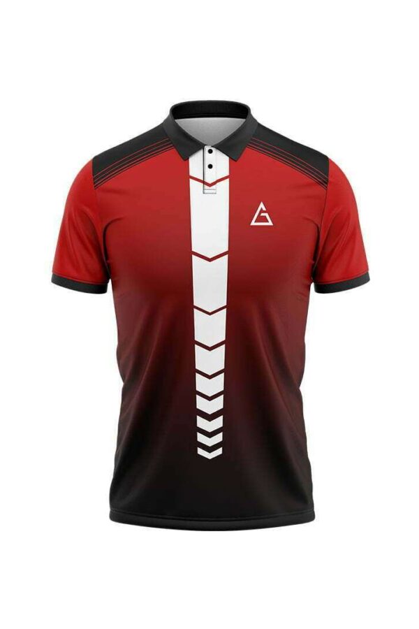 Elite custom badminton jersey design in red and black with personalized team name and high-performance sports fabric