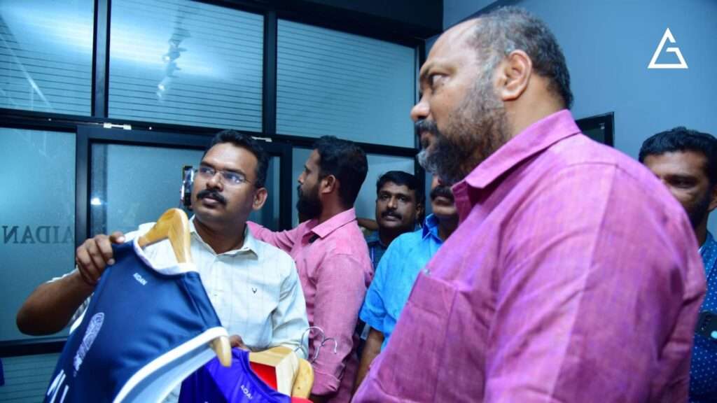 #1. MLA M Noushad and Industrial Minister P Rajeev visited Aidan global sportswear manufacturing unit at Kollam.