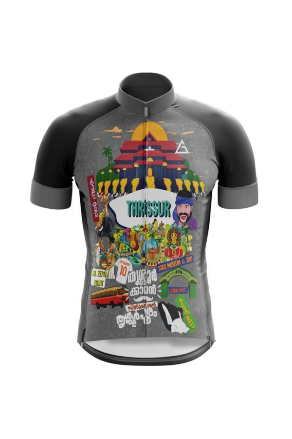 custom cycling jersey doodle design thrissur front view