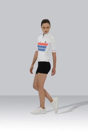 Cyclist wearing the Aidan Global Best Custom Cycling Jerseys – Race Fit Premium with YKK zipper, silicone gel tape hem, and three back pockets