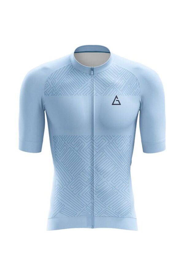custom bicycle jersey race fit front view with aerodynamic professional fit