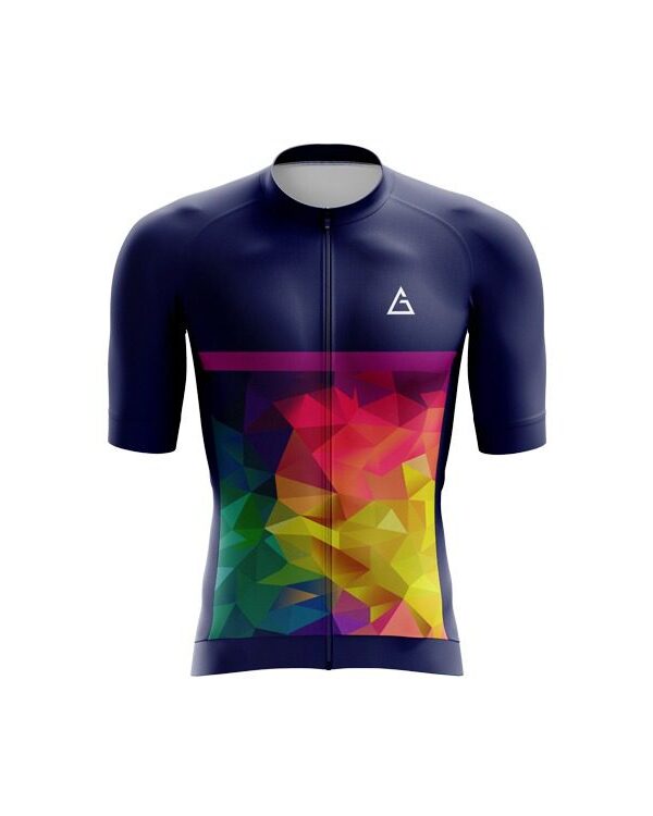 Vibrant Flux unisex race fit cycling jersey front view with aerodynamic fit