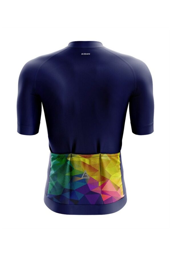 Introducing the latest cycling sensation: our brand-new cycling jersey collection! Immerse yourself in the sleek sophistication of dark blue, accentuated by a vibrant burst of multiple colors.