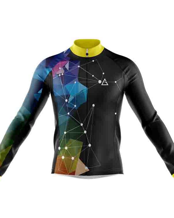 club fit long sleeve cycling jersey black front view