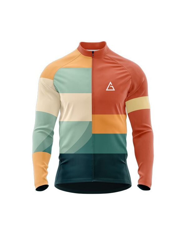 thermal full sleeve winter cycling jersey with free custom design name and logo options