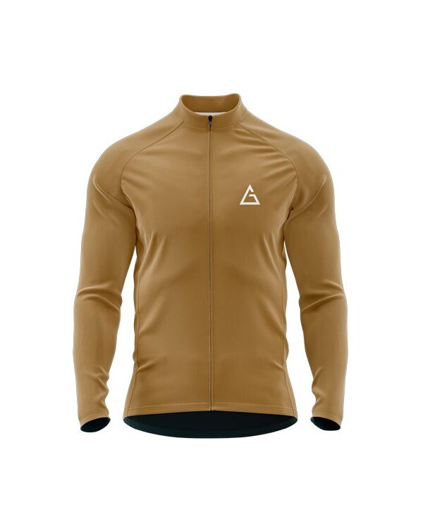 long sleeve winter cycling jersey golden bark thermal full sleeve design