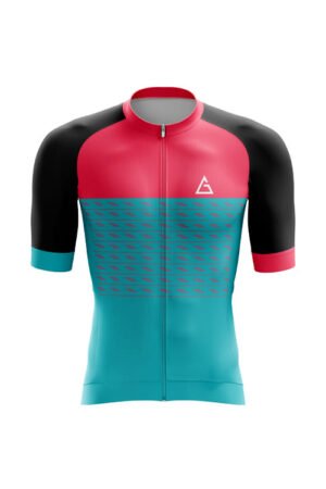 Azure Blush Noir race fit cycling jersey front view with aerodynamic silhouette