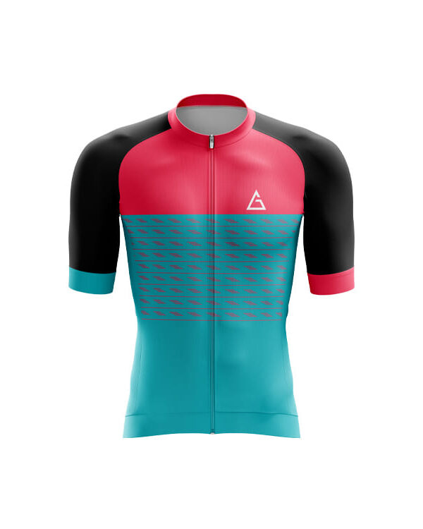 Azure Blush Noir race fit cycling jersey front view with aerodynamic silhouette