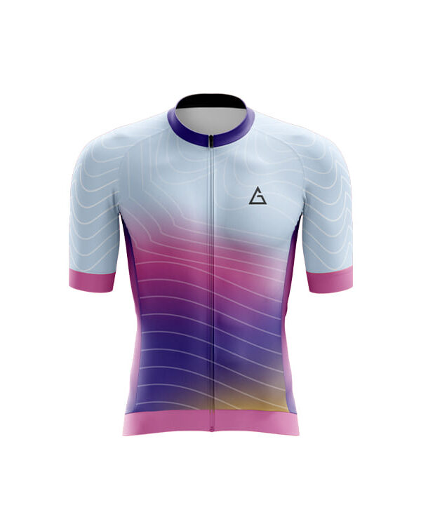 race fit cycling jersey rainbow reverie pro front view