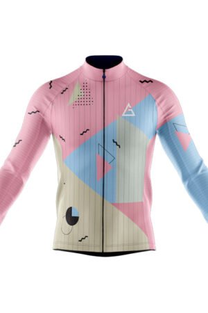 Front View of Long Sleeve Cycling Jersey RaceFit - Azure Petal