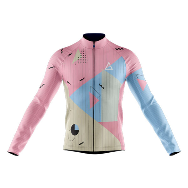 Front View of Long Sleeve Cycling Jersey RaceFit - Azure Petal