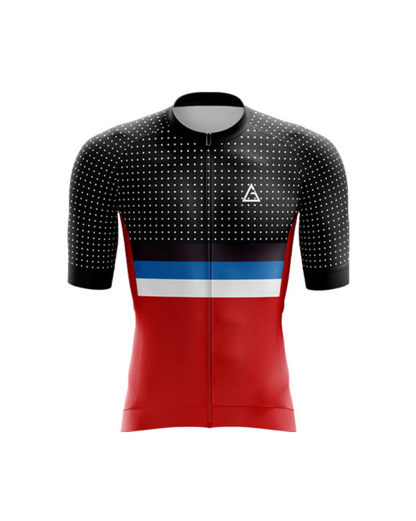 Crimson Noir race fit summer cycling jersey front view