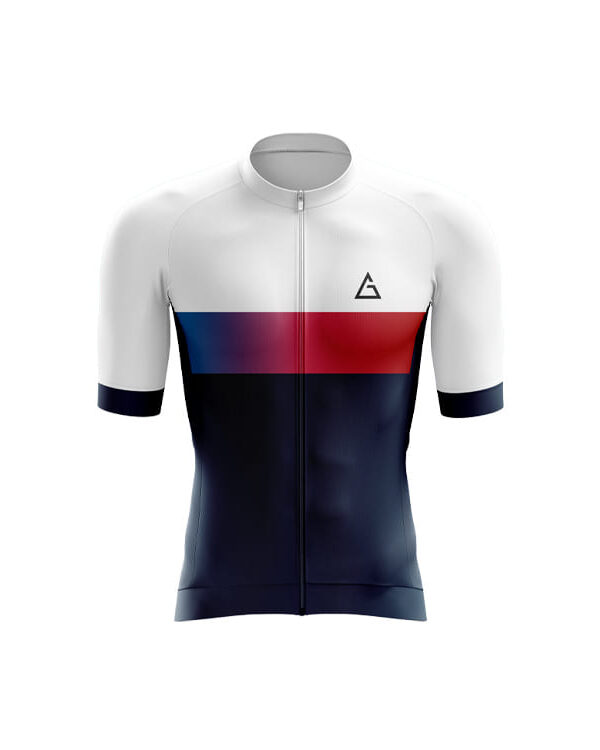 Classic Contrast race fit cycling top front view with aerodynamic silhouette