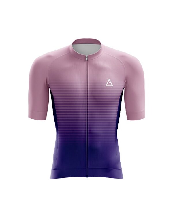 Blush Elegance race fit cycling suit front view with aerodynamic silhouette