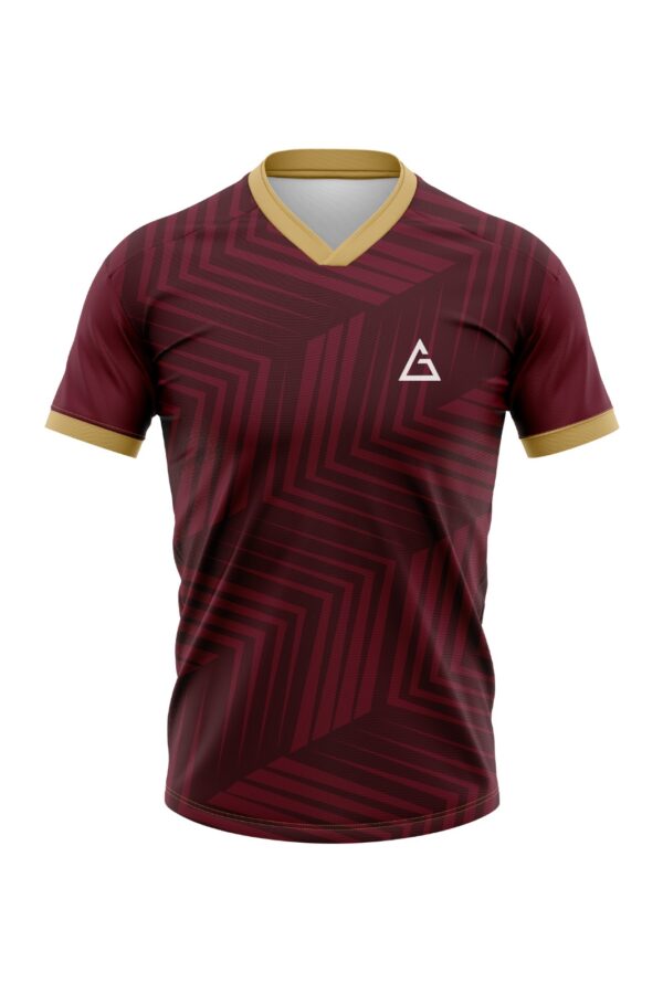men maroon soccer t shirt breathable fabric