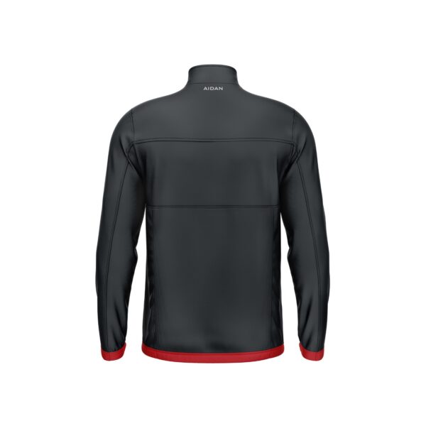 Back view of Aidan Global Apex Trailblazer Jacket showcasing its clean and bold black-red design.