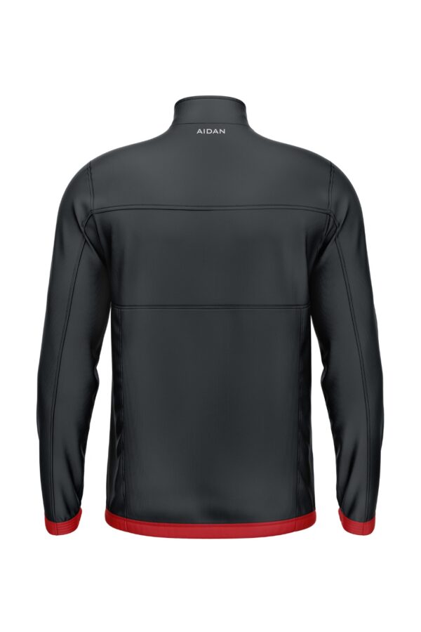 Back view of Aidan Global Apex Trailblazer Jacket showcasing its clean and bold black-red design.