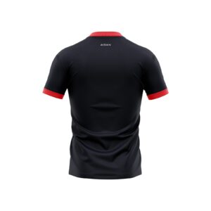 Back view of Crossfire Football Jersey in black and red, featuring bold accents and breathable design