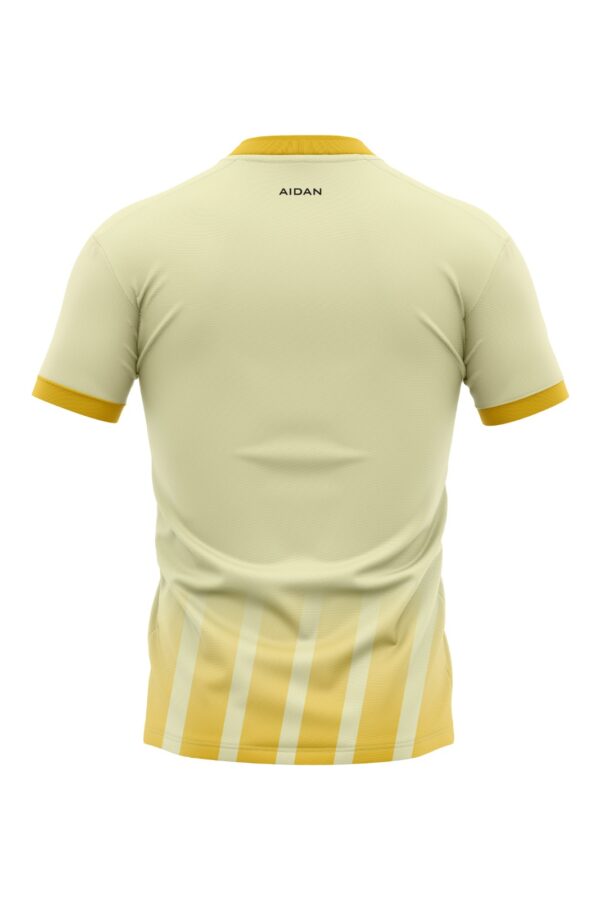 Back view of the Aidan Global Golden Horizon Soccer Jersey showcasing its streamlined silhouette and customizable features for team personalization