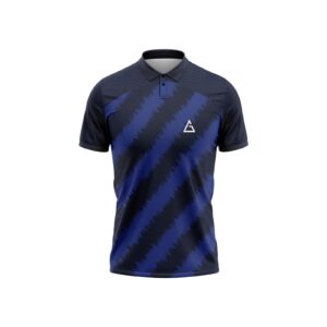 Back view of Aidan Global Striker Pro Cricket Jersey showcasing a clean navy-blue and black textured design with a tailored fit for performance and style