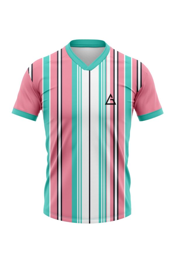 velocity striped soccer jersey pink teal white stripes