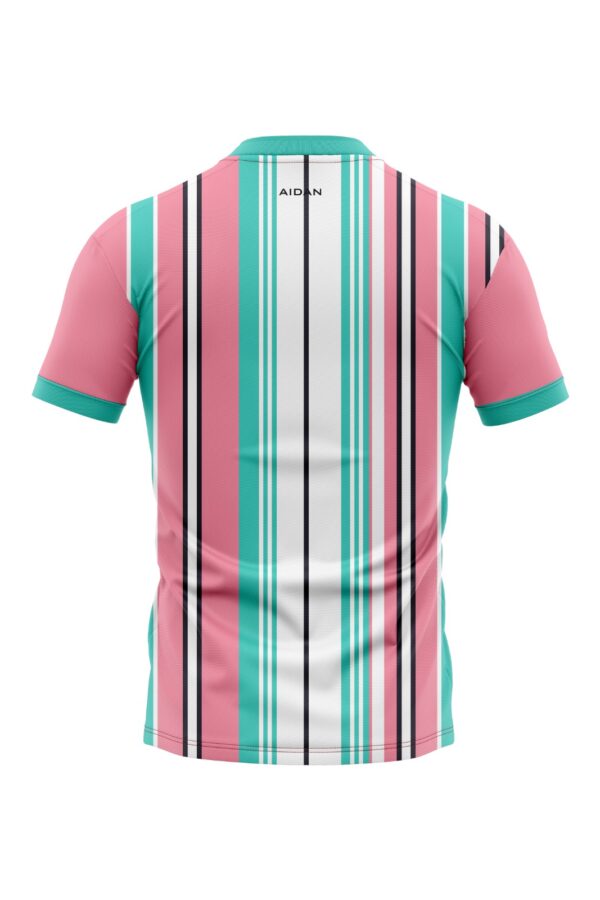 Back view of Aidan Global Velocity Striped Soccer Jersey showing bold stripes and smooth, lightweight fabric for optimal comfort on the field