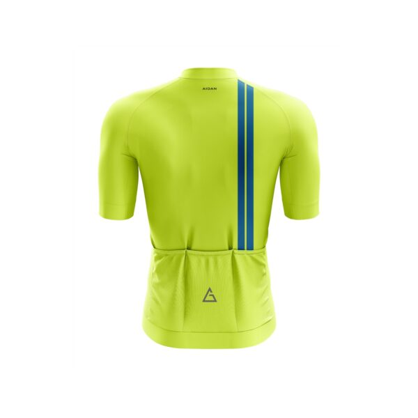 Back view of the Aidan Global Neon Flow Cycling Jersey, highlighting its aerodynamic fit and vibrant design