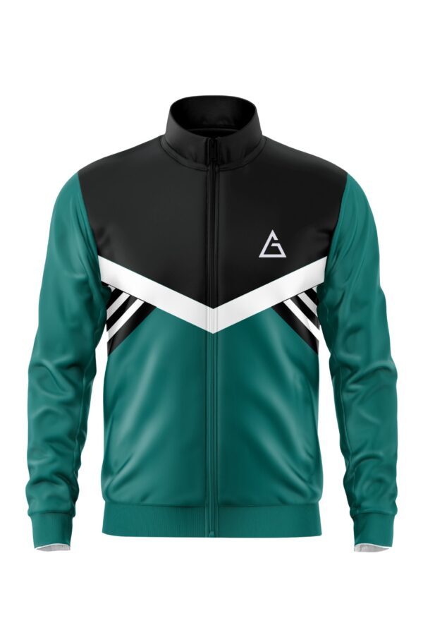 Front view of custom track jacket design