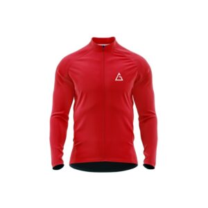 Aidon Global ArcticRed Winter Cycling Jersey with full sleeves and bold red design for winter cycling comfort