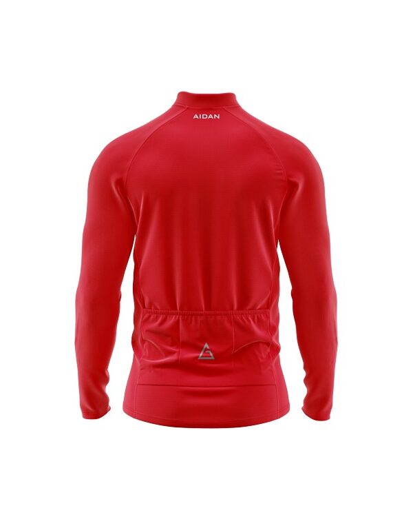 Back view of Aidon Global ArcticRed Winter Cycling Jersey with space for name and number customization