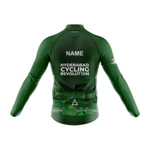 Back view of the Club Fit Full Sleeve cycling jersey for Team Hyderabad Cycling Revolution, showcasing the logo and full sleeve design for added comfort and style