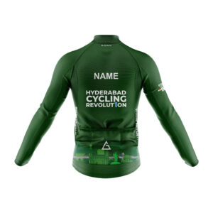 Back view of the Club Fit Full Sleeve cycling jersey for Team Hyderabad Cycling Revolution, showcasing the logo and full sleeve design for added comfort and style