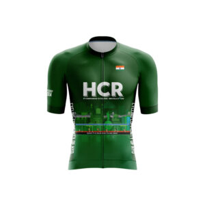 Front view of the Cycling Jersey Race Fit for Team Hyderabad Cycling Revolution, featuring a sleek, performance-focused design and team branding