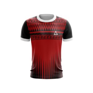 Front view of the NorthEast United FC Custom Pro Jersey featuring a sleek, team-inspired design with bold red and black accents and space for personalization