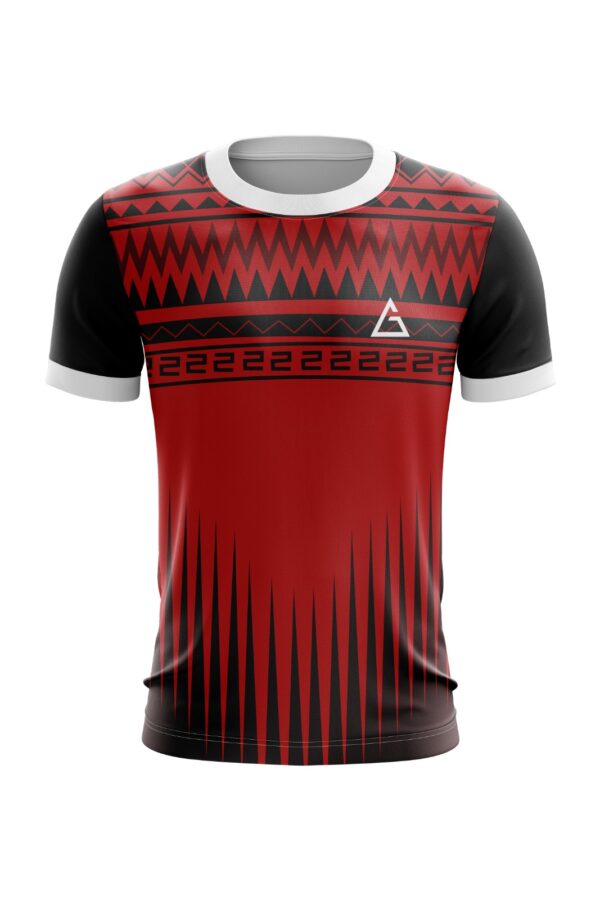 Front view of the NorthEast United FC Custom Pro Jersey featuring a sleek, team-inspired design with bold red and black accents and space for personalization