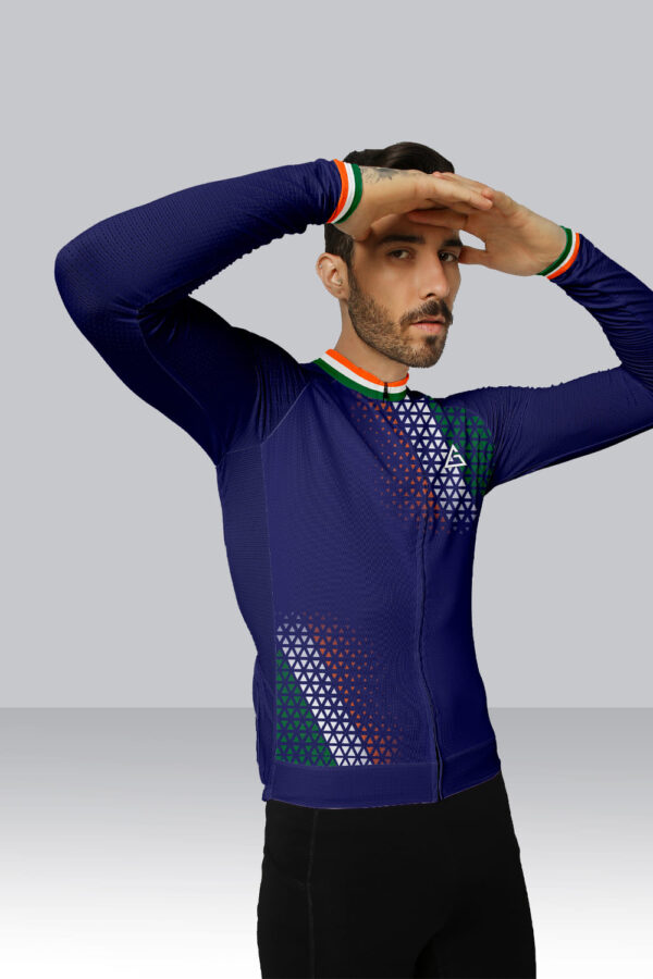 blue dawn independence day race fit cycling jersey india front view