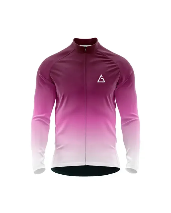thermal winter cycling jersey full sleeve rosefade front view
