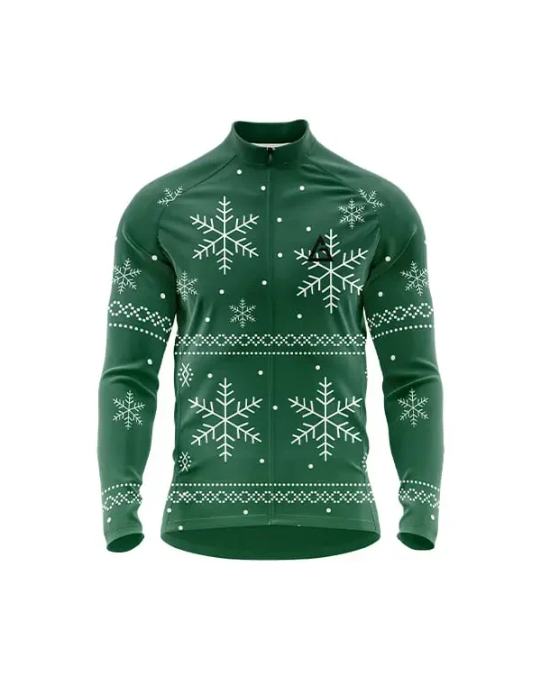 winter full sleeve cycling jersey thermal snowdrift front view