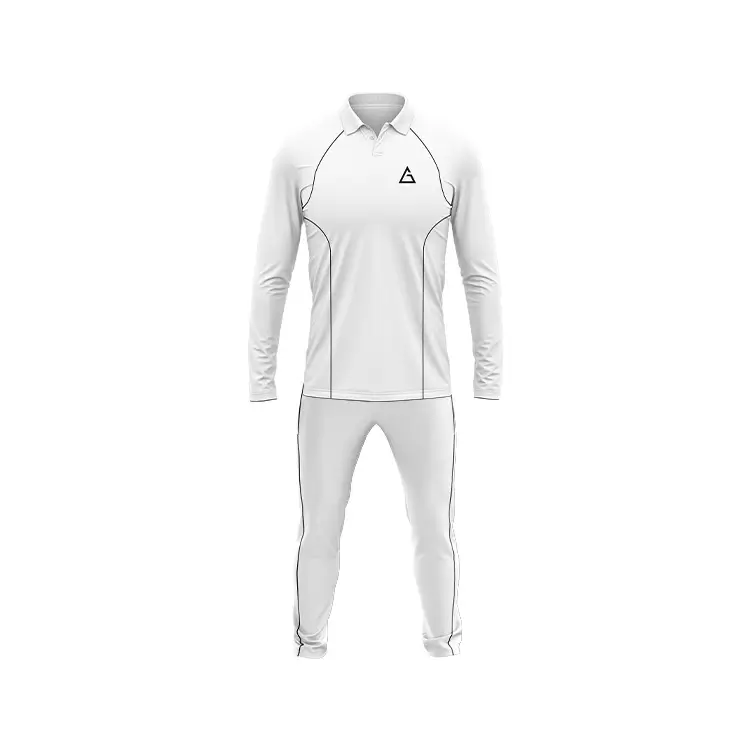 Premium cricket white t shirt full sleeve kit for players with customizable jersey and trousers