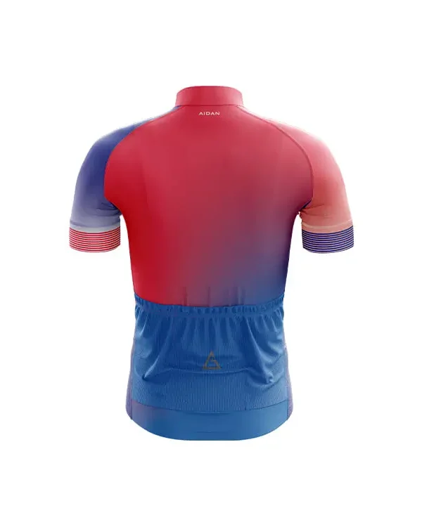 club fit cycling jersey red blue design back view