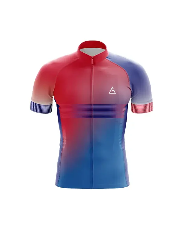 club fit cycling jersey red blue gradient front view