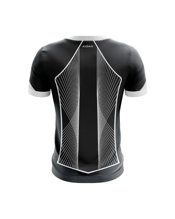 Barcelona black jersey design back side, inspired edition with geometric line detailing