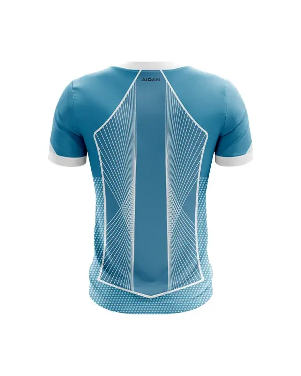 Barcelona blue fan edition jersey 25/26 back view with geometric line design