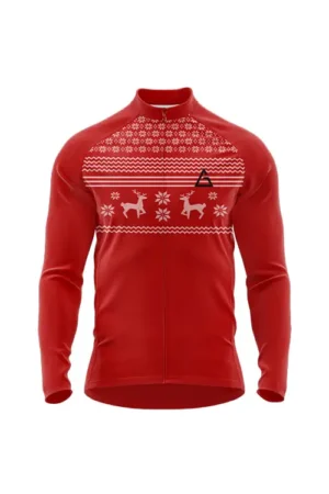 winter red cycling jersey