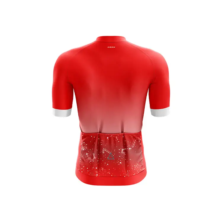 Christmas Red Cycling Jersey back view