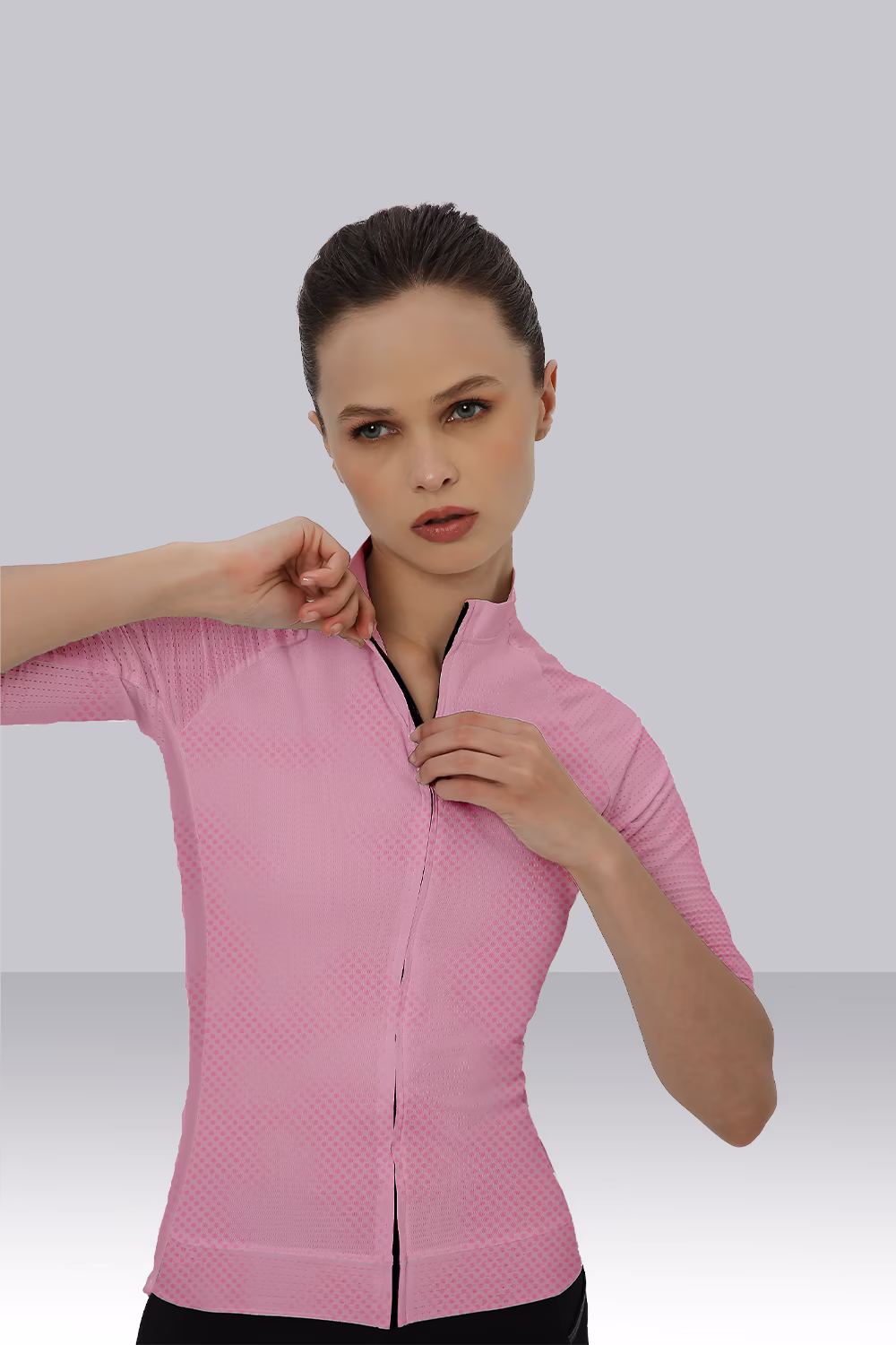 Aidan R1 dust rose race fit cycling jersey front view lightweight performance wear