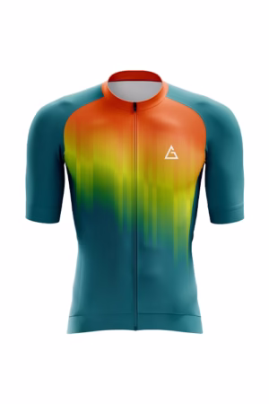 Race fit cycling jersey front view with aerodynamic fit